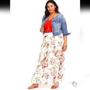 Torrid High Waisted Floral Maxi Chiffon Skirt Skort Size 2x